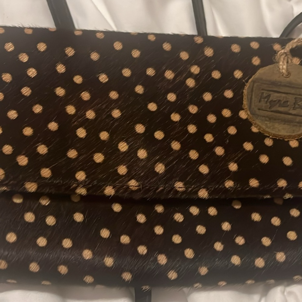 Myra Bag Black and Tan Polka Dot crossbody